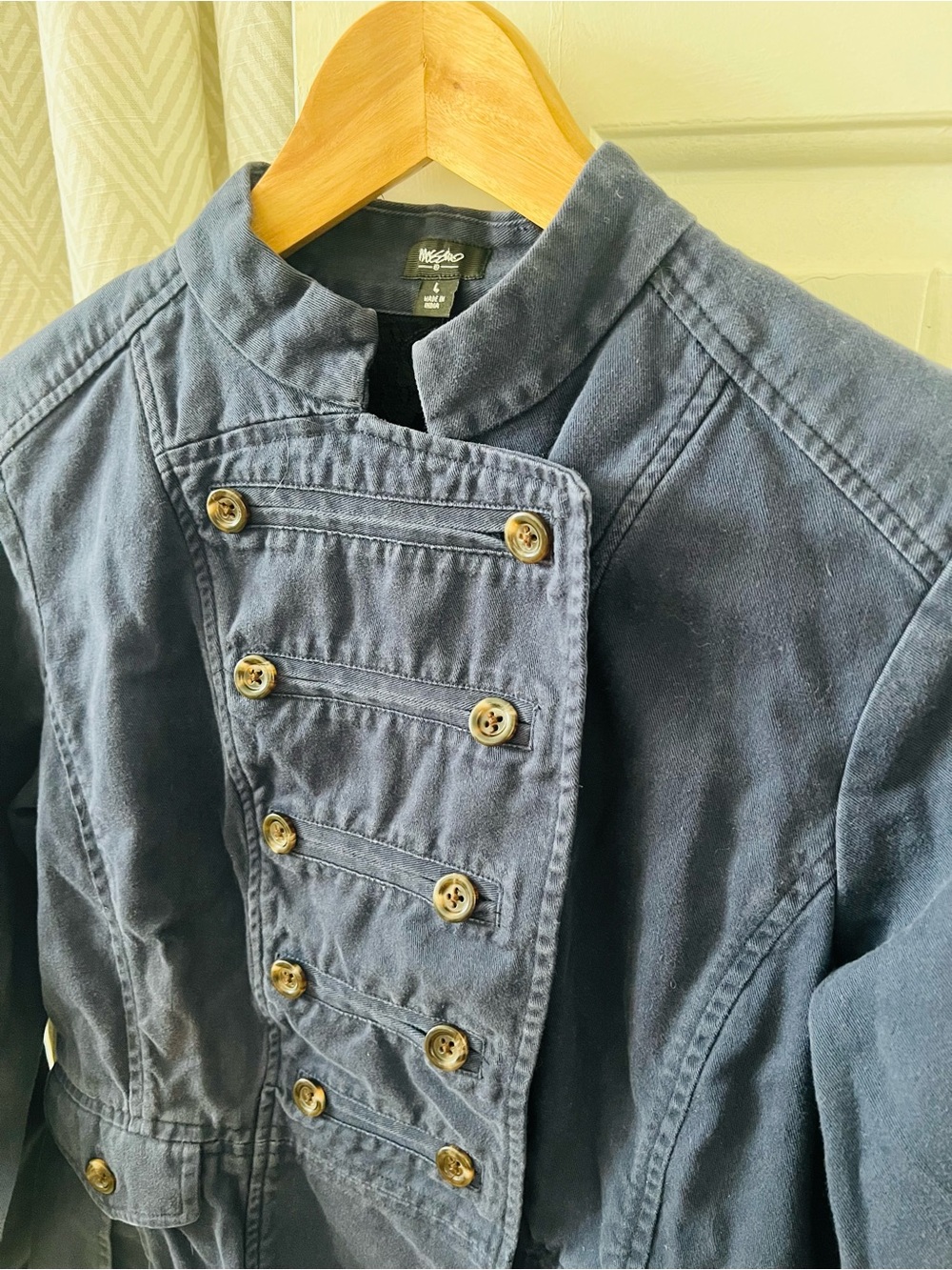 Mossimo Navy Military-Style Women's Peplum Jacket Button Up Large - Picture 3 of 7